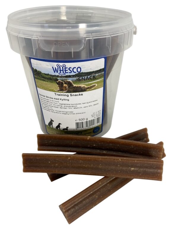 Whesco Dental sticks i bøtte Kylling 500 gr.
